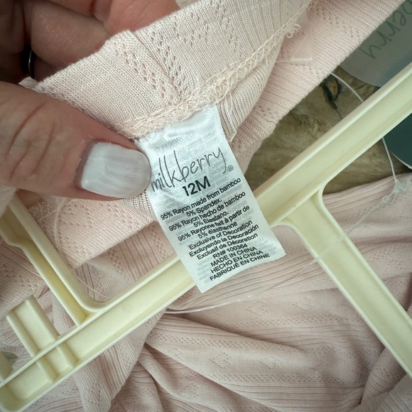 Milkberry Baby Girl Outfit Set Pink Bamboo Romper, Shorts & Headband 12M NWT - Picture 6 of 6